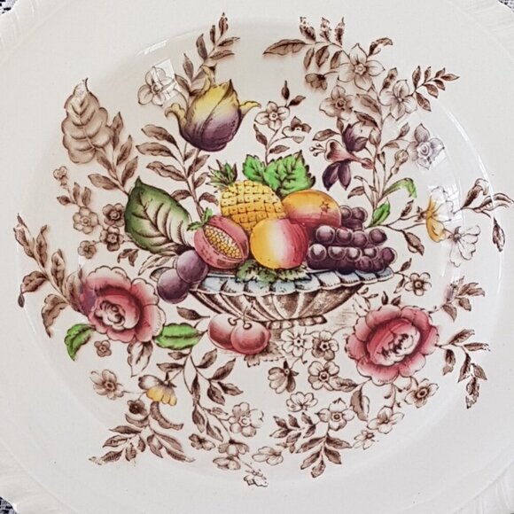 4pc Johnson Brothers PONOMA Rimmed Soup Bowl Set, Windsor Ware Brown Transferwar - Picture 3 of 11